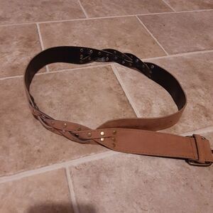 Brass Buckle Brown Casual Rodeo Belt Medium Large